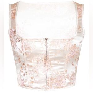 PRETTYLITTLETHING - Pink Satin Zip Front Corset Top Size 6